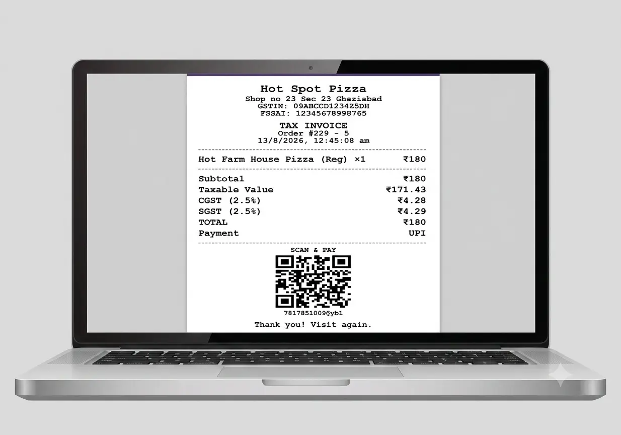 Actual Zipla POS GST invoice screen used as product reference in billing guides