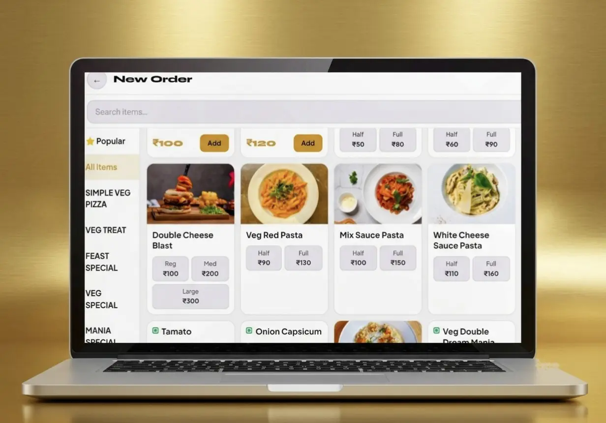 Zipla POS new-order billing interface